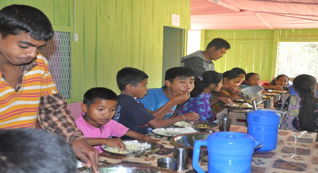 (2) The disables at hostel having their supper at CSD, Unit-2, Dighinala, Khagrachari, CHT.