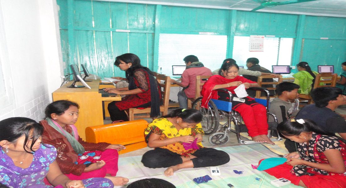 Disable trainees at the training center of CSD Unit-2, Dighinala, Khagrachari, CHT.